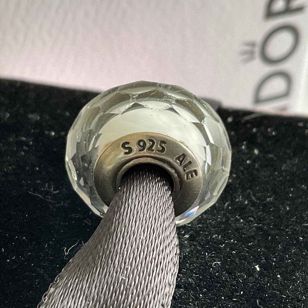 Pandora while/clear glass charm